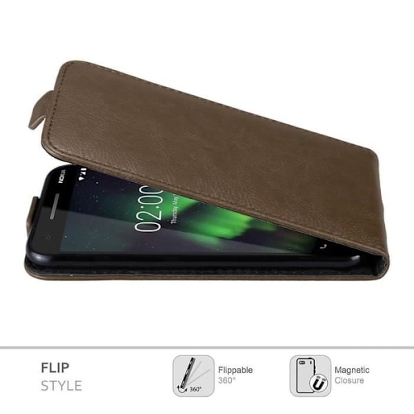 Etui Flip - CADORABO - Nokia 2.1 2018 - Syntetiskt läder Brun - Magnetisk Stängning - Fullständigt Skydd kastanj