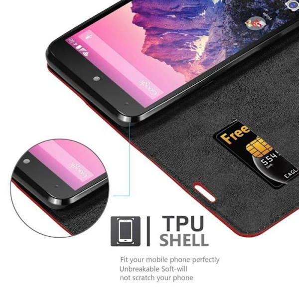 Fodral - CADORABO - LG Google NEXUS 5 - Apple Red - Magnetisk stängning - Stativfunktion ÄPPELRÖD