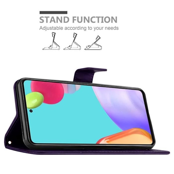 Coque - CADORABO - Samsung Galaxy A52 (4G/5G) / A52s - Similicuir - Blommig - Magnetisk stängning Mörk lila