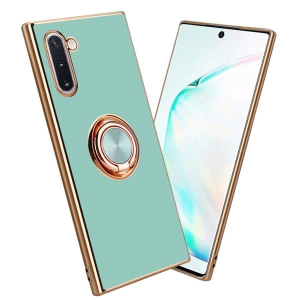 Skydd för Samsung Galaxy NOTE 10 Glansig Turkos - Guld med kameraskydd Blå