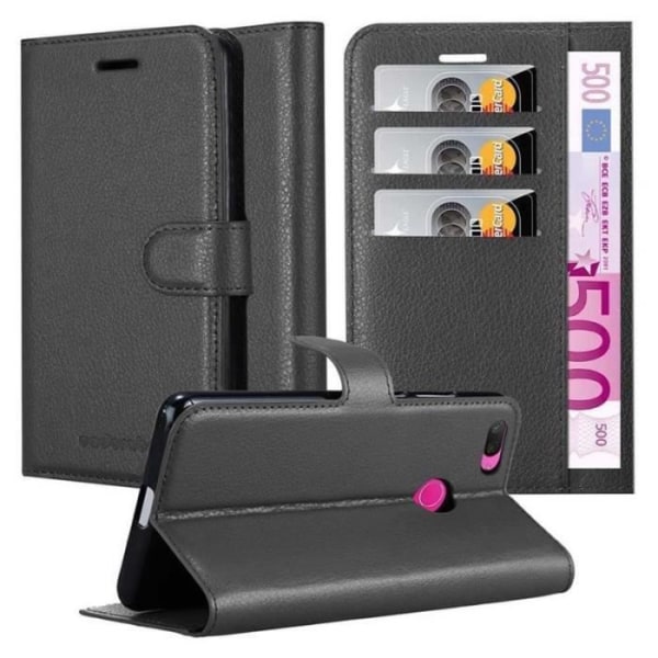 Coque - CADORABO - Xiaomi Mi 8 LITE - Syntetisk läder - Ställfunktion - Magnetisk stängning Svart