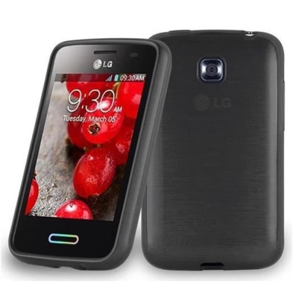 LG OPTIMUS L3 II (2.Gen 2.SIM) Fodral i JET BLACK från Cadorabo (BORSTAD METALL DESIGN) Mjukt silikon TPU gelskydd