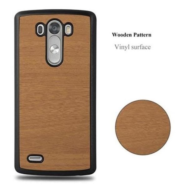 LG G3 WOODY BROWN Fodral Cadorabo WOODY Design Hårt Fodral Skydd Anti Chock Skydd Ultra Slim Bumper Fodral