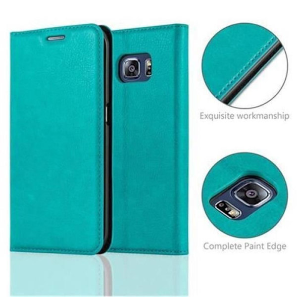 Cadorabo Fodral Samsung Galaxy S6 EDGE TURKOS Osynlig MAGNETISK STÄNGNING Fodral Fodral Stöder Stand Card Slot