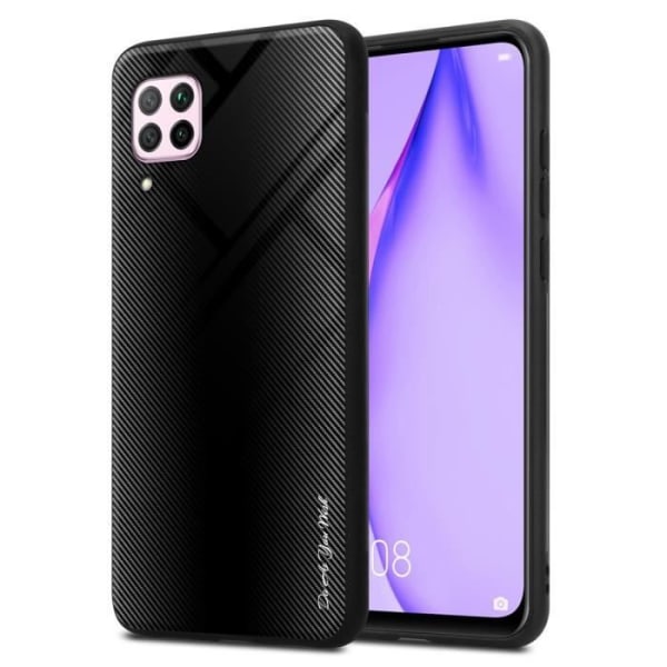 Fodral till Huawei NOVA 6 SE / P40 LITE / NOVA 7i Fodral i SVART OPAL Fodral Skydd i härdat glas och TPU silikon