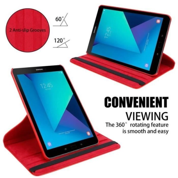 Cadorabo Fodral till Samsung Galaxy Tab S3 (9,7" Zoll) SM-T820N - T825N i rött - UTAN automatisk väckning