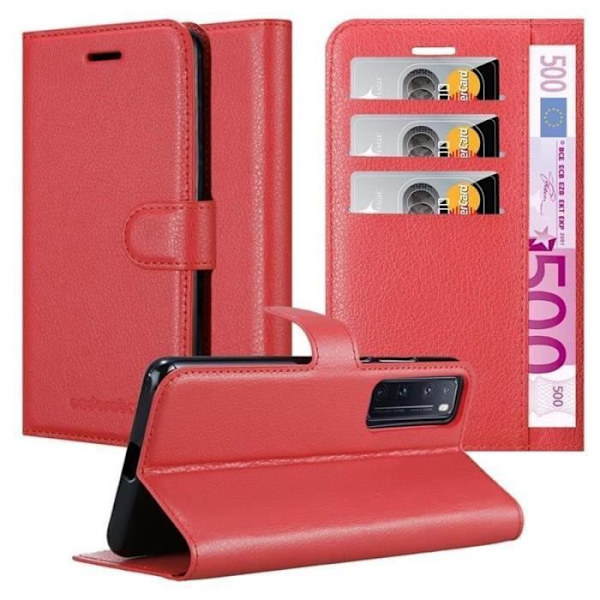 Coque - CADORABO - Huawei Nova 7 pro 5G - Similicuir - Röd - Stöd funktion Röd