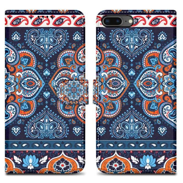 Cadorabo Fodral för Apple iPhone 7 PLUS / 7S PLUS / 8 PLUS i Mandalablått nr. 1 Skyddsfodral Magnetstängning Blå
