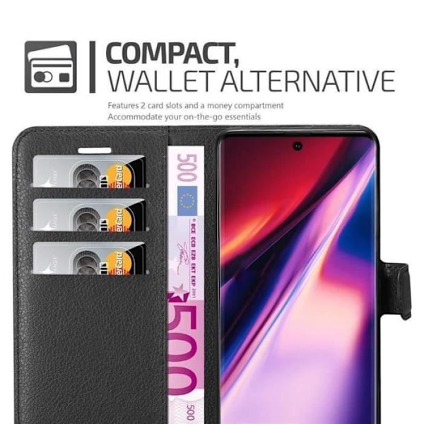 Coque - CADORABO - Samsung Galaxy NOTE 10 - Syntetiskt läder svart - Horisontellt stöd - 3 kortfickor Svart