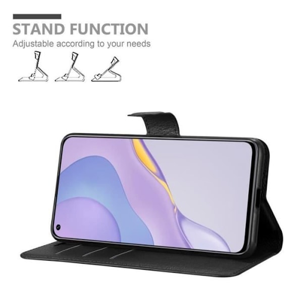 Fodral - CADORABO - Huawei Nova 7 5G - Läderimitation - Stativfunktion - 3 fack Svart