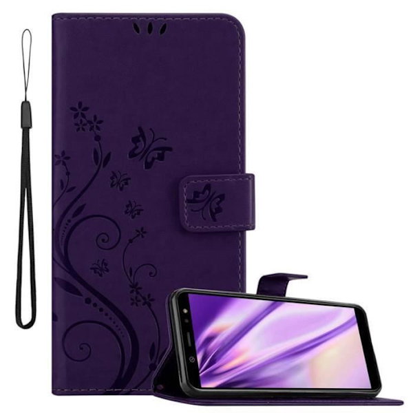 Fodral till Samsung Galaxy A6 2018 i MÖRK LILAC FLORAL Cadorabo Cover Protection Floral