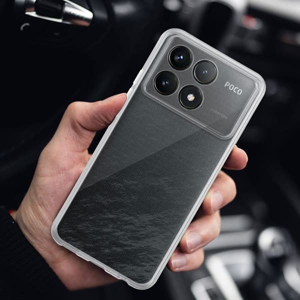 Transparent stötsäker silikonfodral för Xiaomi Poco F6 Pro Vit