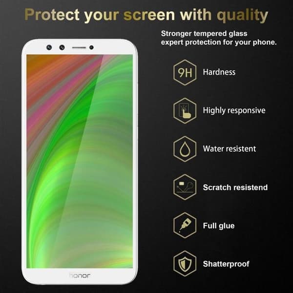 3x Härdat Glas för Honor 9 LITE Skärmskydd Svart
