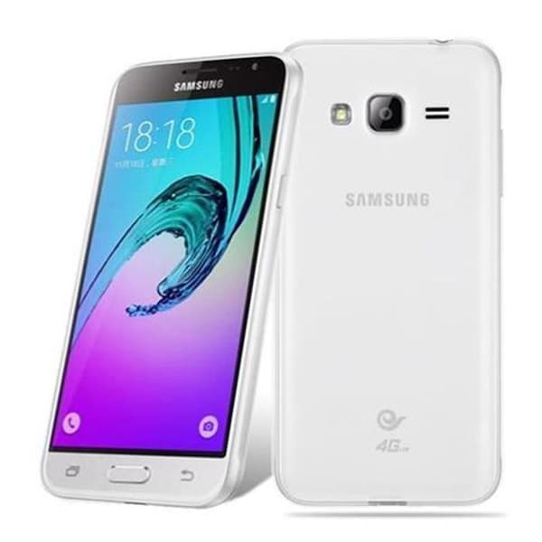 Transparent stötsäker silikonfodral för Samsung Galaxy J3 2016 Vit