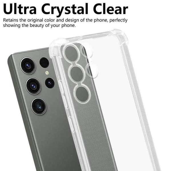 Transparent stötsäker silikonfodral för Samsung Galaxy S23 ULTRA Vit