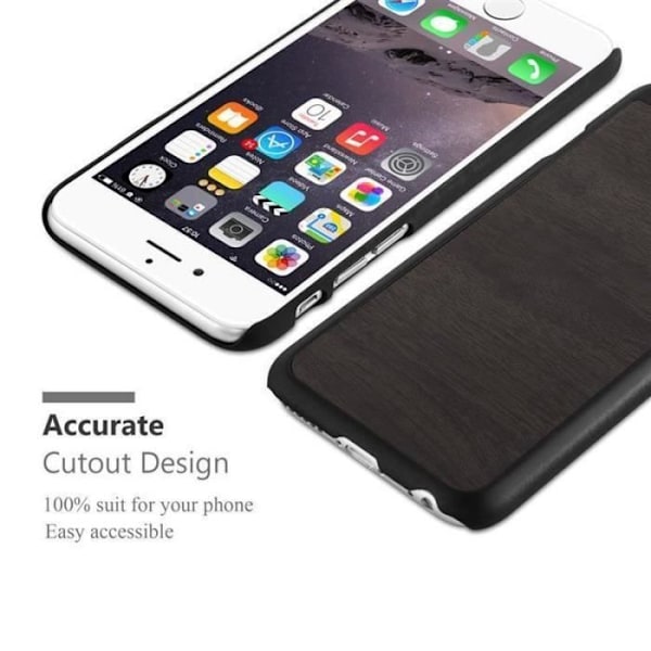 Apple iPhone 6 PLUS / 6S PLUS WOODY BLACK Fodral Cadorabo WOODY Design Hårt fodral Skydd Anti Shock Skydd Ultra Slim Bumper