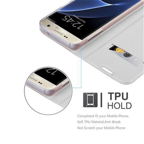 Flip-fodral för Samsung Galaxy S7, Klassisk Silver Plånbok Stötsäker Grå