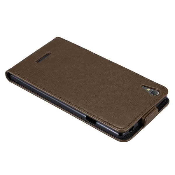 Etui för Sony Xperia T3 Flip Case i MÖRK BRUN Skydd KAFFEBRUNT