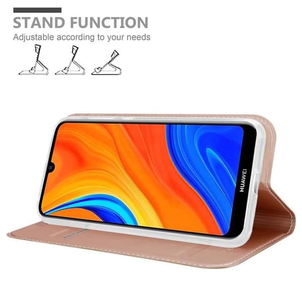 Fodral med lock för Huawei Y6S, Klassisk Guldrosa Plånbok Stötsäker Ros