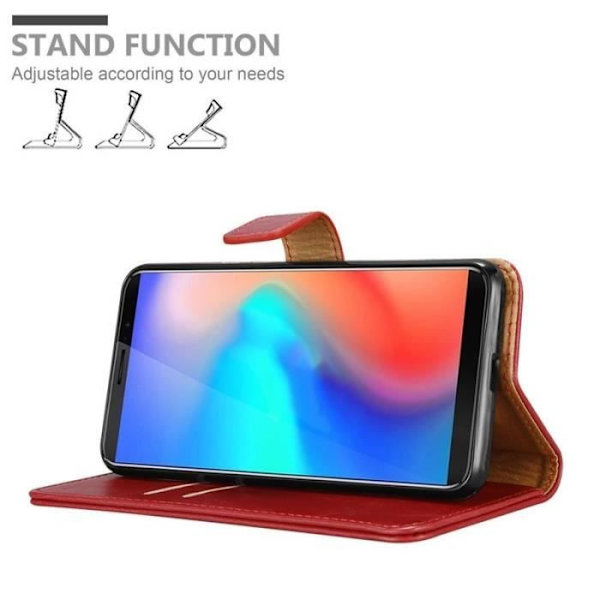 Fodral - CADORABO - Cubot J3 PRO - Läderimitation - Röd - Stativfunktion Röd