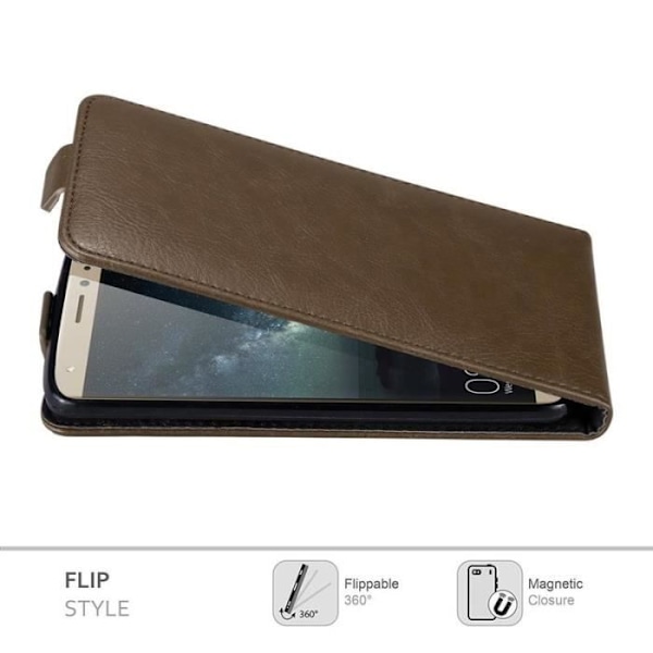 Flip-fodral - CADORABO - Huawei MATE S - Brunt konstläder - Magnetisk stängning - Fullständigt skydd kastanj