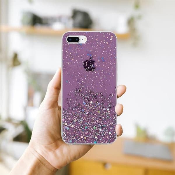 iPhone 7 PLUS / 7S PLUS / 8 PLUS skal Lila med Glitter Skydd Design Glittrande Violett