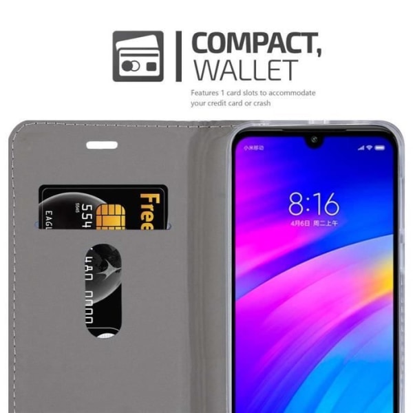 Coque för Xiaomi RedMi 7 - CADORABO - BLÅ SVART - Mjukt - Magnetiskt - konstläder Mörkblå