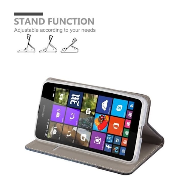 Nokia Lumia 540 Fodral i MÖRKBLÅ SVART från Cadorabo (TYG-LÄDERDESIGN) Helt skyddsfodral med flipskydd och Mörkblå