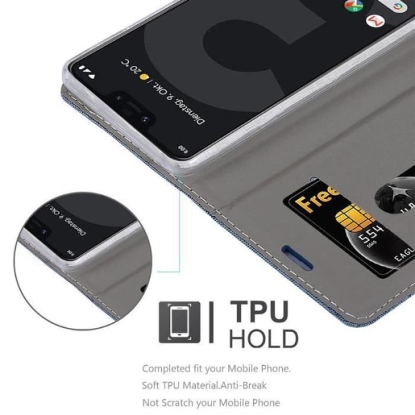 Coque - Cadorabo - Google Pixel 3 - Mörkblå Svart - Syntetskt läder - Ställfunktion MÖRKBLÅ SVART