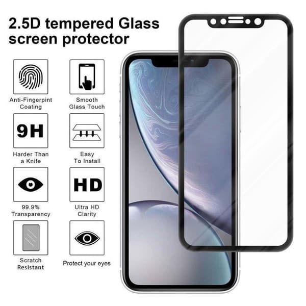 Helt härdat glas skärmskydd för iPhone XR Svart