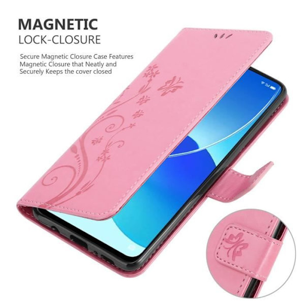 Coque för Oppo Reno6 5G - CADORABO - Blommönster - Syntetiskt läder - Ställfunktion - Plånbok Rosa blommig