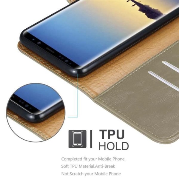 Fodral till Samsung Galaxy NOTE 8 - Cadorabo - Fodral i konstläder - Brun - Stativfunktion CAPPUCINO BRUN