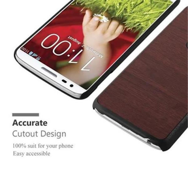 LG G2-fodral i WOODY CAFÈ BROWN av Cadorabo (Woody Design) Ultratunt hårt plastfodral Styvt hårt fodral med anti-chock och
