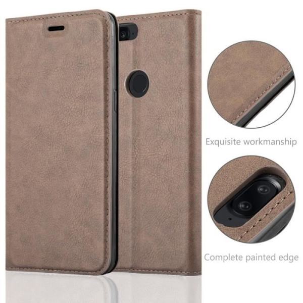 OnePlus 5T-fodral i COFFEE BROWN från Cadorabo (design med INVISIBLE MAGNETIC CLOSURE) Helt skyddsfodral med flipflik