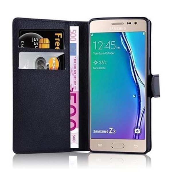 Cadorabo Samsung Galaxy Z3 SVART skalskydd Fullt skyddande magnetlås (stöder stativ och kortplats)