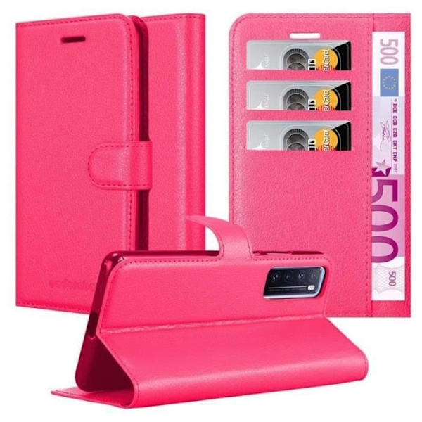 Fodral - CADORABO - Huawei Nova 7 5G - Läderimitation - Stativfunktion - 3 kortfack Rosa