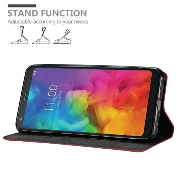 Fodral - CADORABO - LG Q9 - APPLE RED - Magnetisk stängning - Stativfunktion ÄPPELRÖD