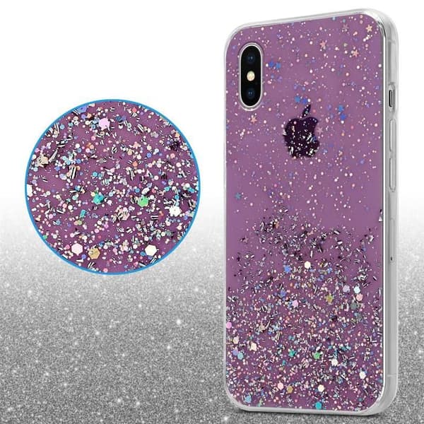 iPhone XS MAX Skal Lila med Glitter Skyddande Glittrande Design Violett