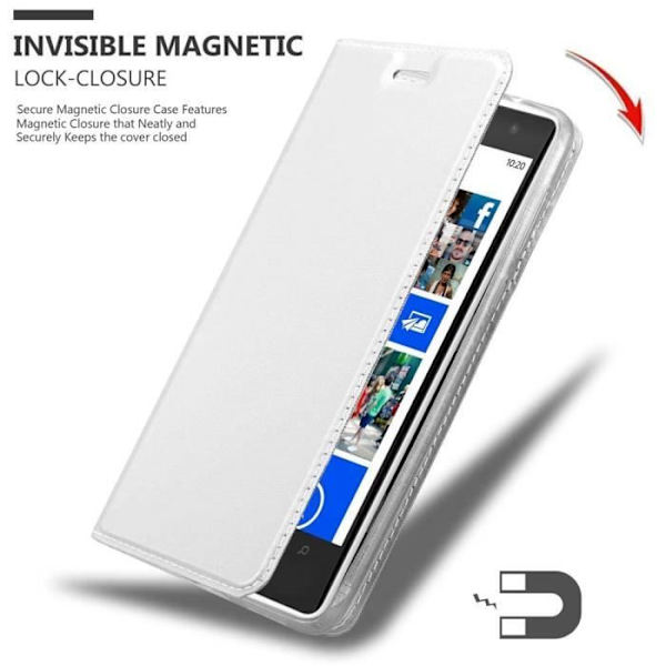 Cadorabo Fodral till Nokia Lumia 1020 i CLASSY SILVER Skyddsfodral magnetisk stängningsstativ funktion Pengar