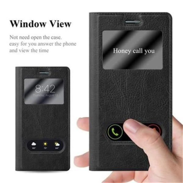 Cadorabo Huawei P7 Fodral BLACK COMET VIEW Magnetisk skyddsfodral Fodral stöder stativ och fönster