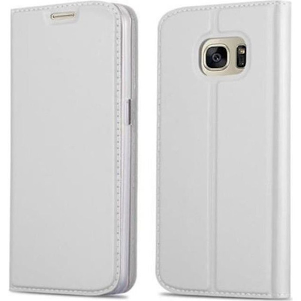 Samsung Galaxy S7-fodral i CLASSY SILVER från Cadorabo (MATTE METALLIC Design) Fullt skyddsfodral med flipskydd och