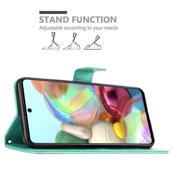Fodral till Samsung Galaxy A71 - CADORABO - Blommönster - Imiterat läder - Stativfunktion - 3 kortplatser Grön