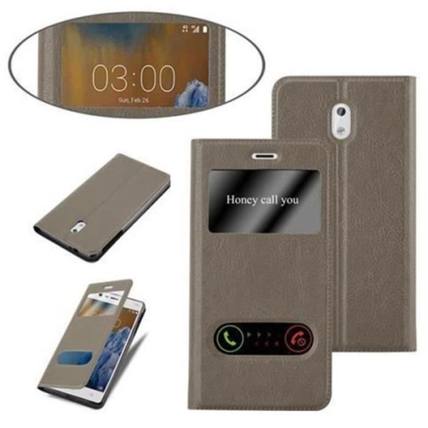 Nokia 3-fodral i STONE BROWN av Cadorabo (Design VIEW) Fullt skyddsfodral med flipskydd, horisontellt stativ och