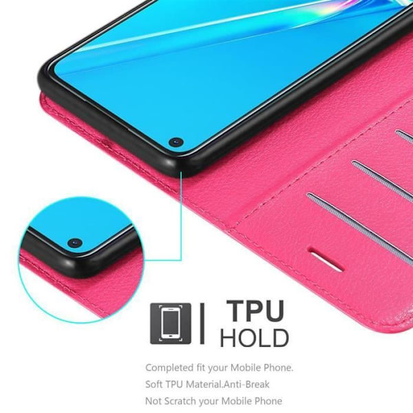 Etui för Oppo A92 - CADORABO - SOCKERROSA - Syntetläder - Magnetisk stängning - Ställfunktion GODISROSA