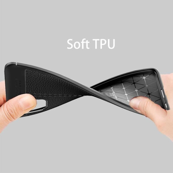 Fodral för Samsung Galaxy A51 4G / M40s skal i djupt svart fodral Skydd Silikon TPU konstläderbeläggning