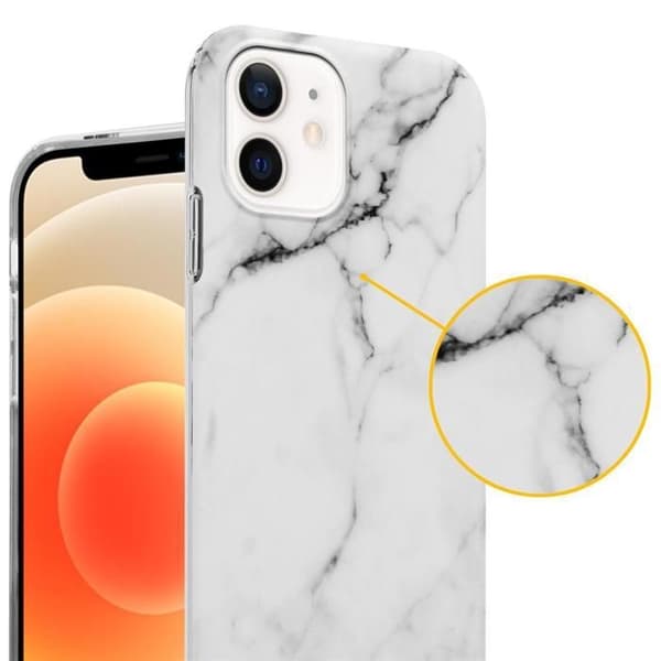 iPhone 12 PRO MAX-fodral i vitgrå marmor nr 23 skyddsetui Vit