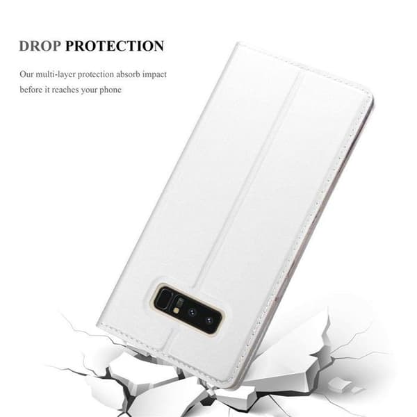 Flipfodral för Samsung Galaxy NOTE 8 Etui i KLASSISK SILVER Plånbok Stötsäker Grå