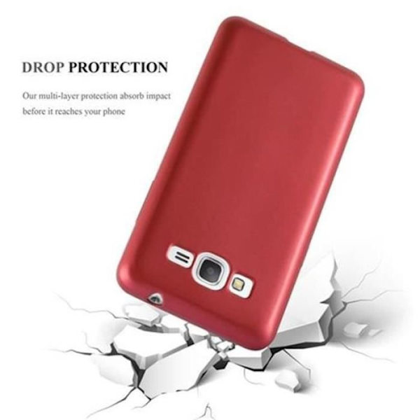 Samsung Galaxy GRAND PRIME Fodral i METALLIC RED från Cadorabo (METALLIC MATT Design) Ultramjukt silikongel TPU-fodral