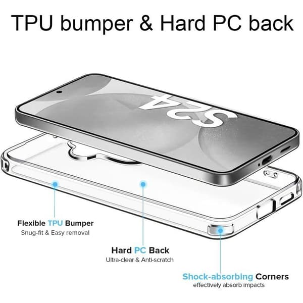 Transparent stötsäker silikonfodral för Samsung Galaxy S24 Vit