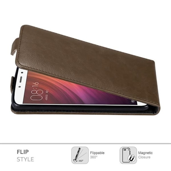 Etui - CADORABO - Xiaomi RedMi NOTE 4 - Kaffeebrun - Syntetiskt läder - Magnetisk stängning kaffe brunt